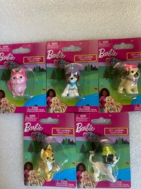 Barbie Pink and Multicolor Mini Pet Figures - Set of 5